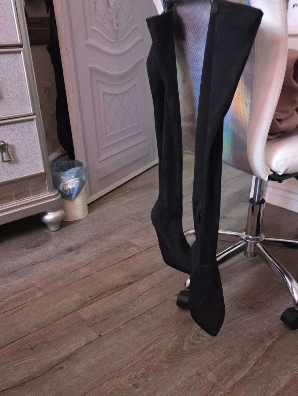 JustFab Black Over-the-Knee Suede-Look Boots